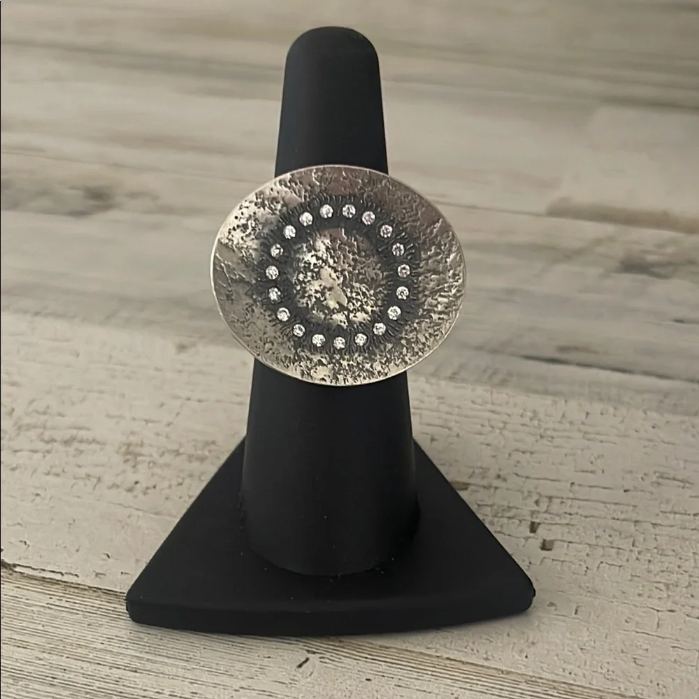 Silpada Sterling Silver Disc Statement Ring.